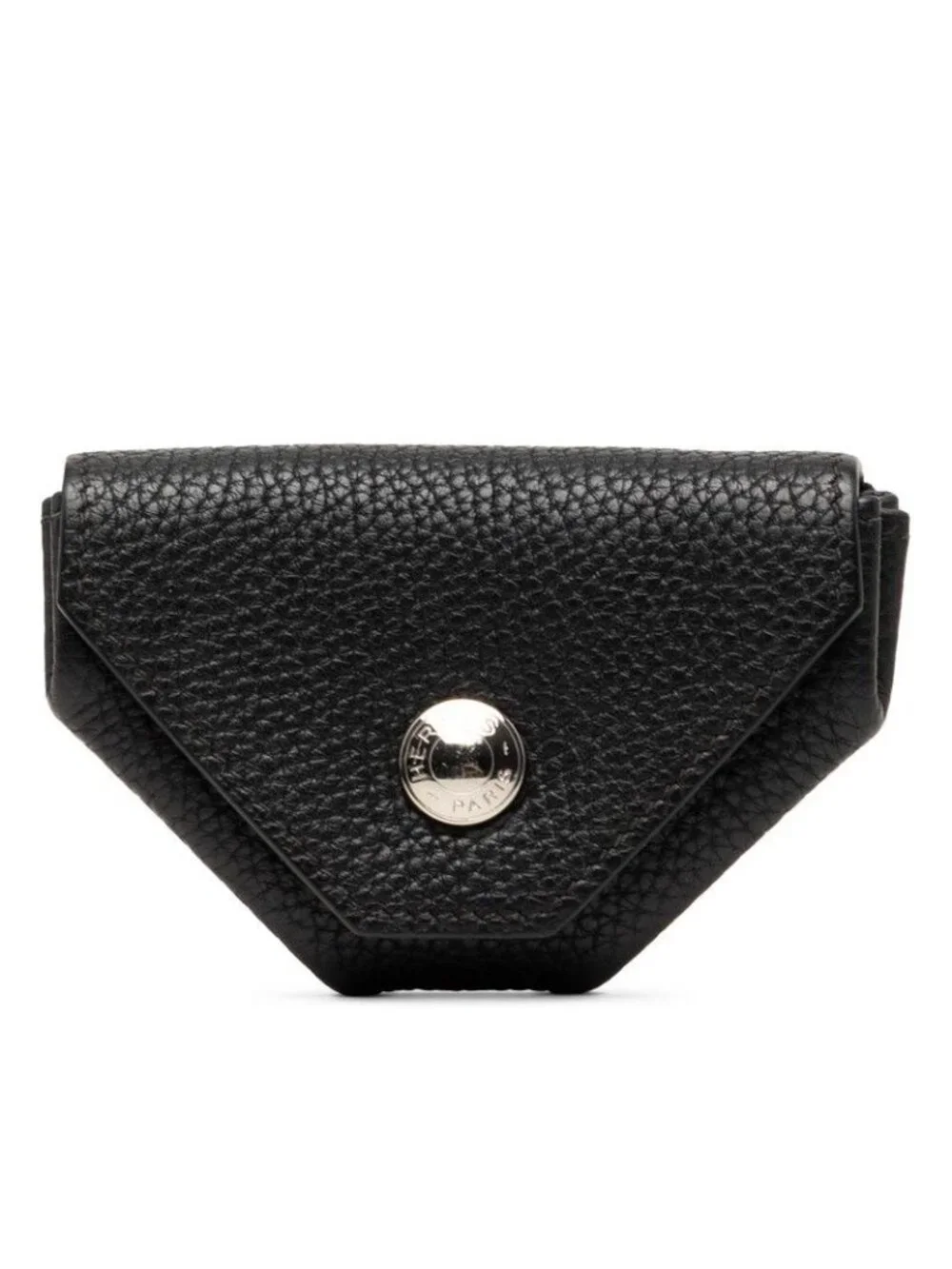 Hermes Levain Quatre Coin Purse Black Silver Chevre